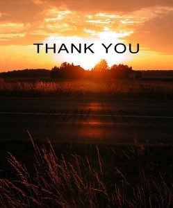 Thank you with sunset